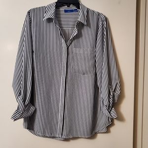Apt 9 Black and White striped button down size L